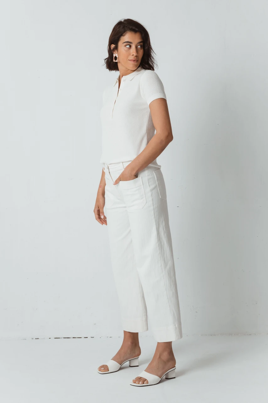 Maria women's straight trousers in organic cotton - White_100790