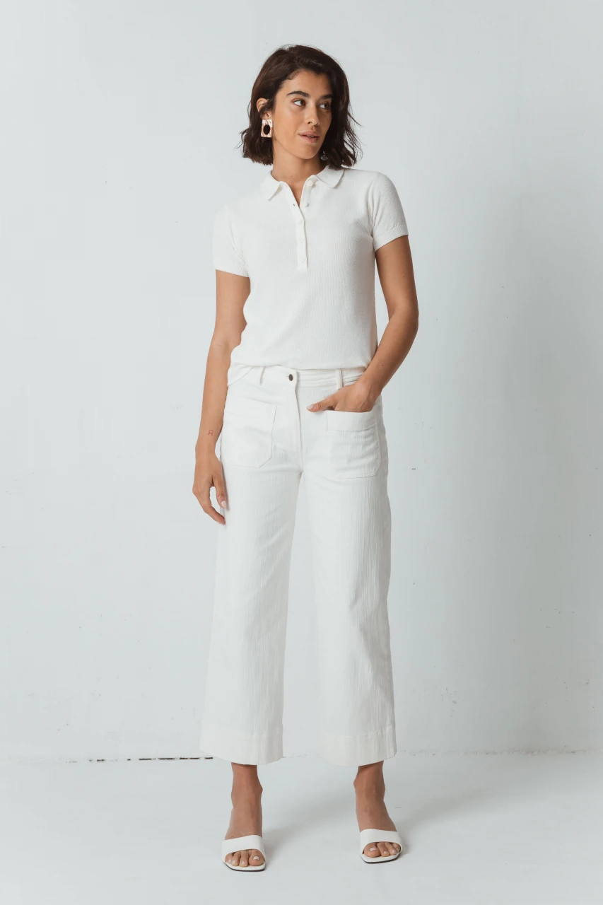 Maria women's straight trousers in organic cotton - White