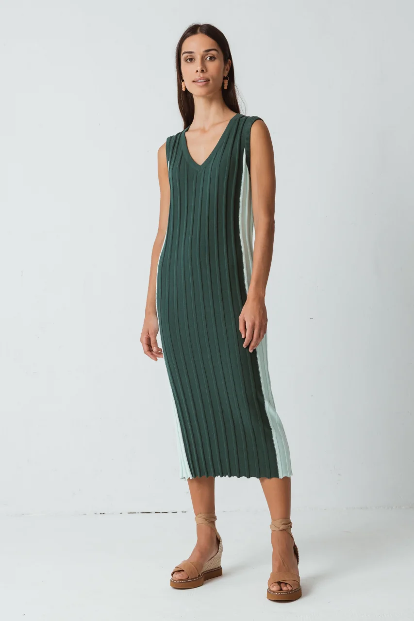 Agus Green summer dress for women in pure organic organic cotton_100639
