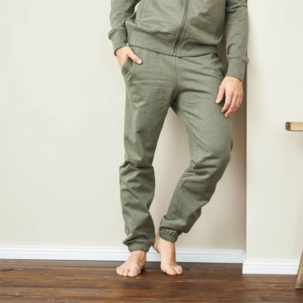 Unisex Khaki Melange jogging pants in organic cotton