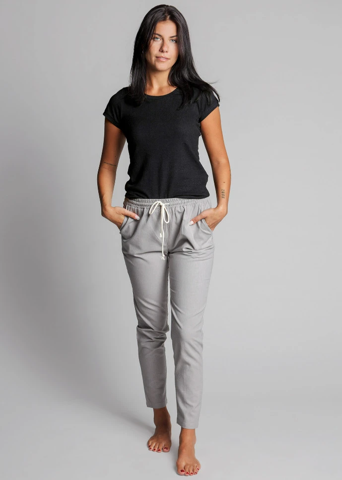 Women's Pants in Organic Hemp and Cotton - light grey