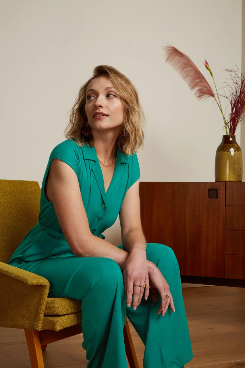 Jimie Green jumpsuit in sustainable ecovero viscose