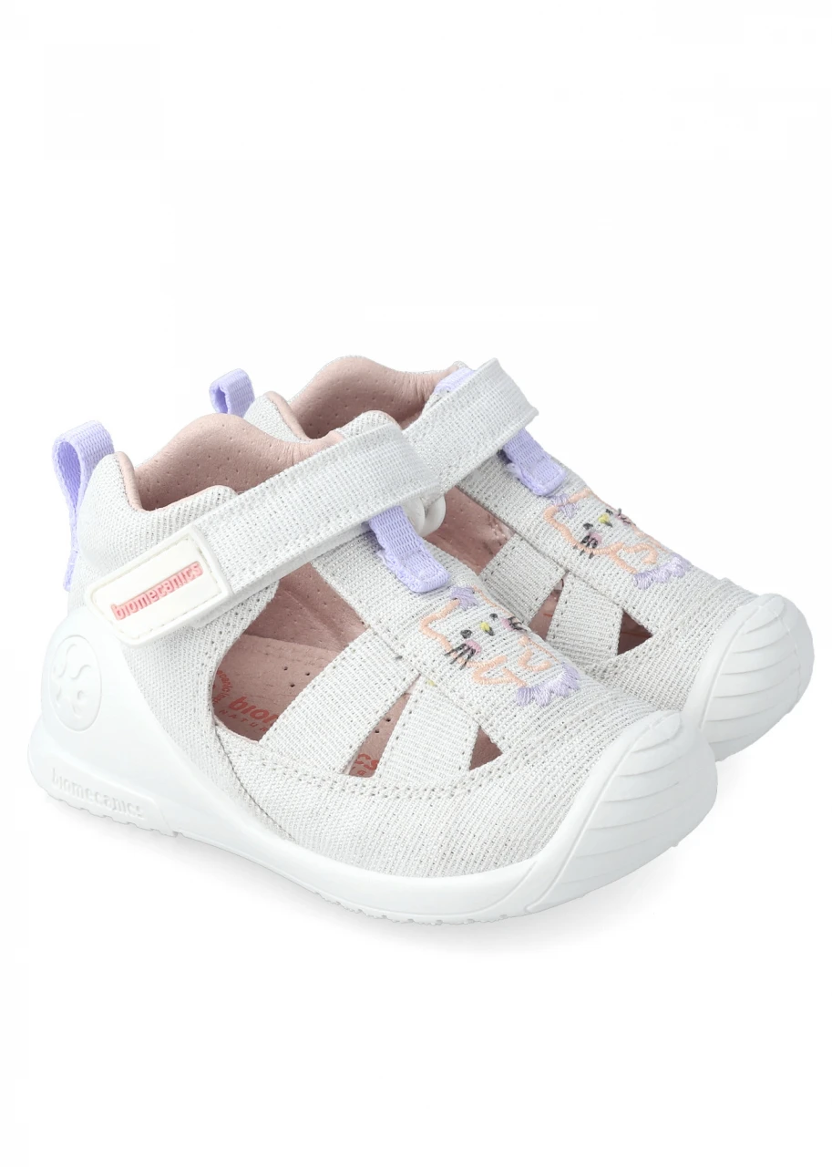 Wallis White sandals for girls ergonomic and natural Biomecanics