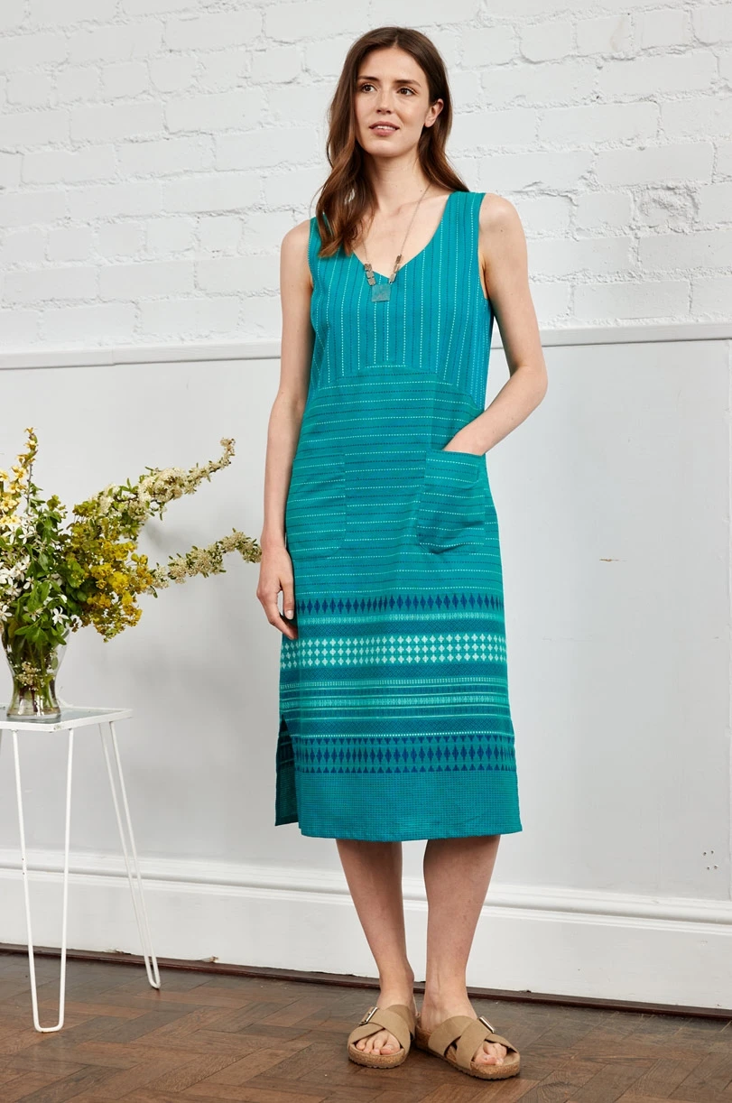Jacquard summer dress for women in fair trade cotton