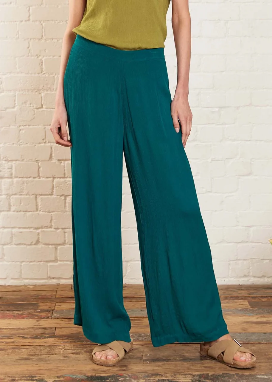 Aqua straight trousers for women in sustainable Viscose Crêpe