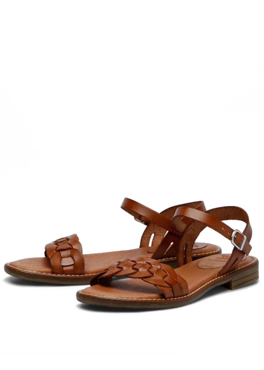 Kea women's vegetable-tanned leather sandals - Whisky