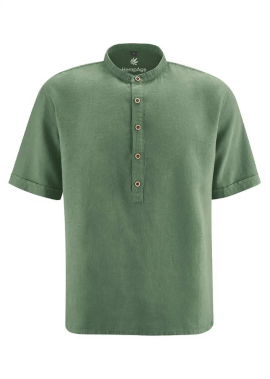 Short-sleeved Men's Shirt in Hemp and Green Organic Cotton