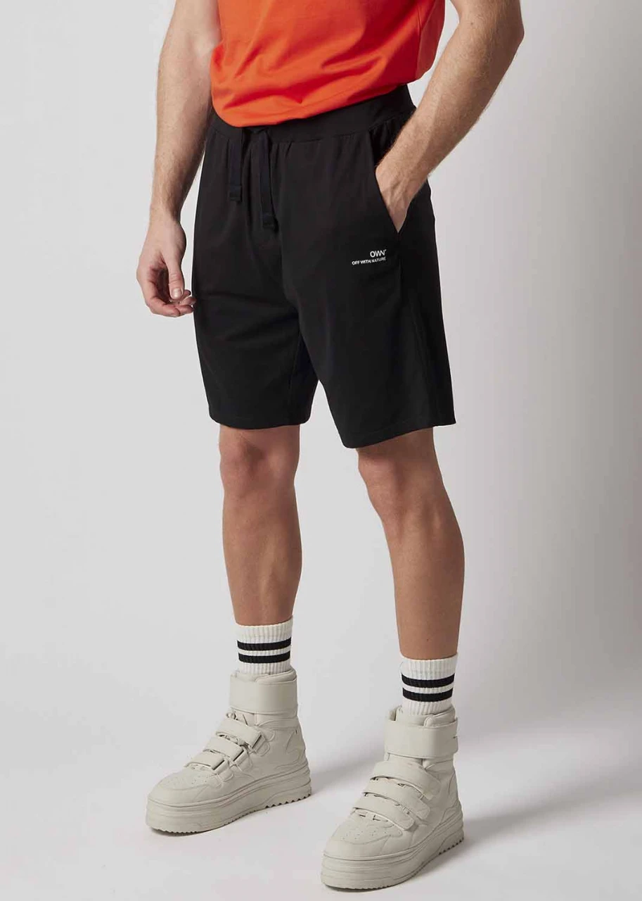 Black jersey shorts for men in organic organic cotton