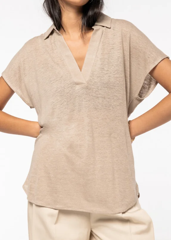 Polo Lina for woman in Linen - Sand