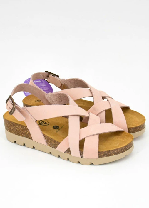 Compas Salmon anatomical sandals for women in cork and natural leather