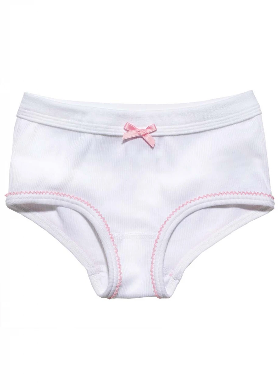 Girl's rib knit briefs with lace in pure organic cotton