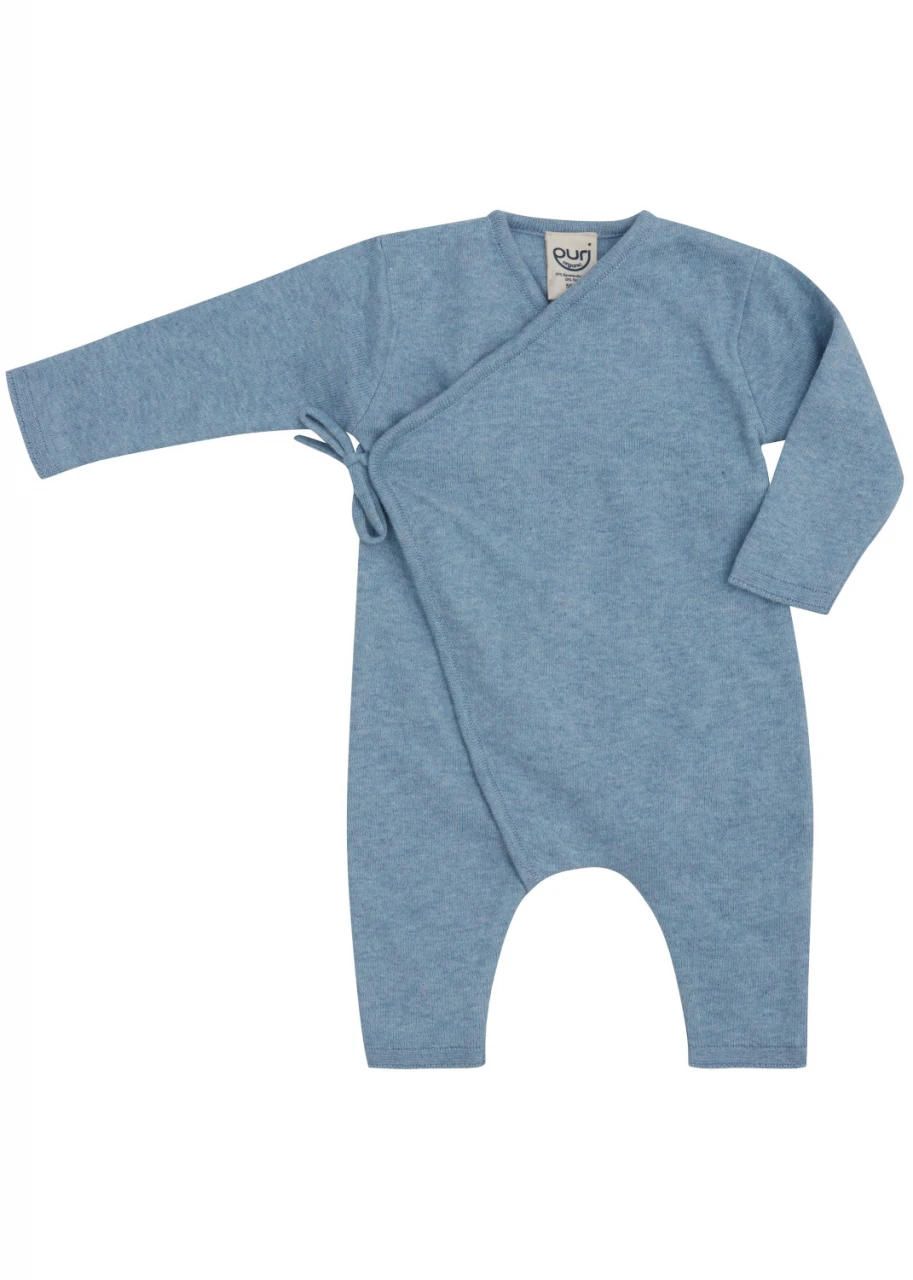 Baby Sleepsuit in Organic Cotton and Silk - Dusty Blue