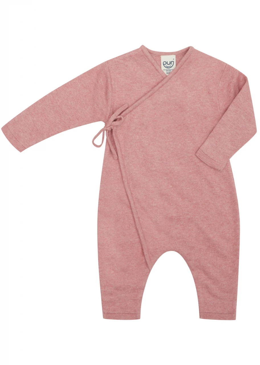 Baby Sleepsuit in Organic Cotton and Silk - Ash Rose