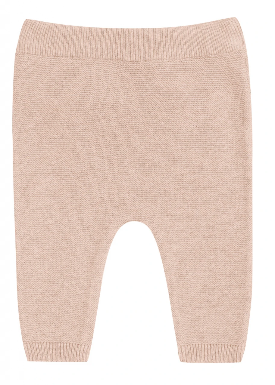 Children's knitted trousers in Organic Cotton and Silk- Almond