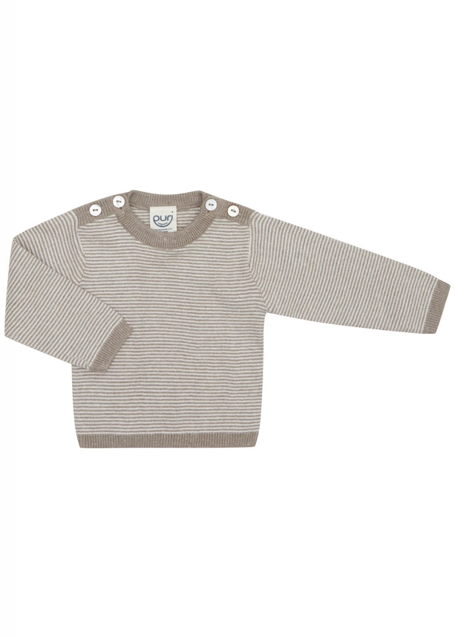 Jumper for baby in Organic Cotton and Silk -Taupe