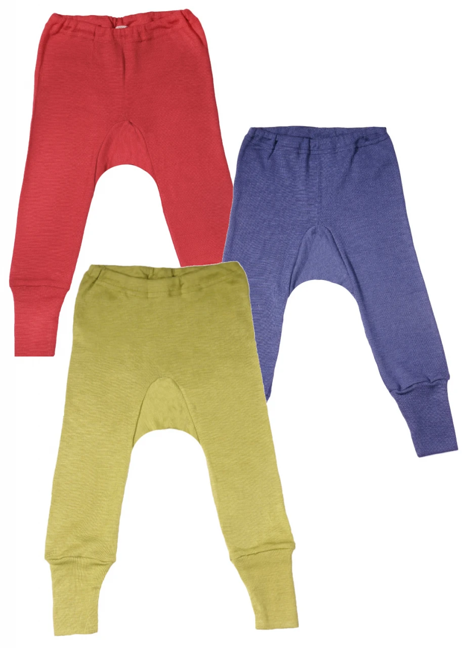 Pantaloni basic per bambini in lana biologica e seta