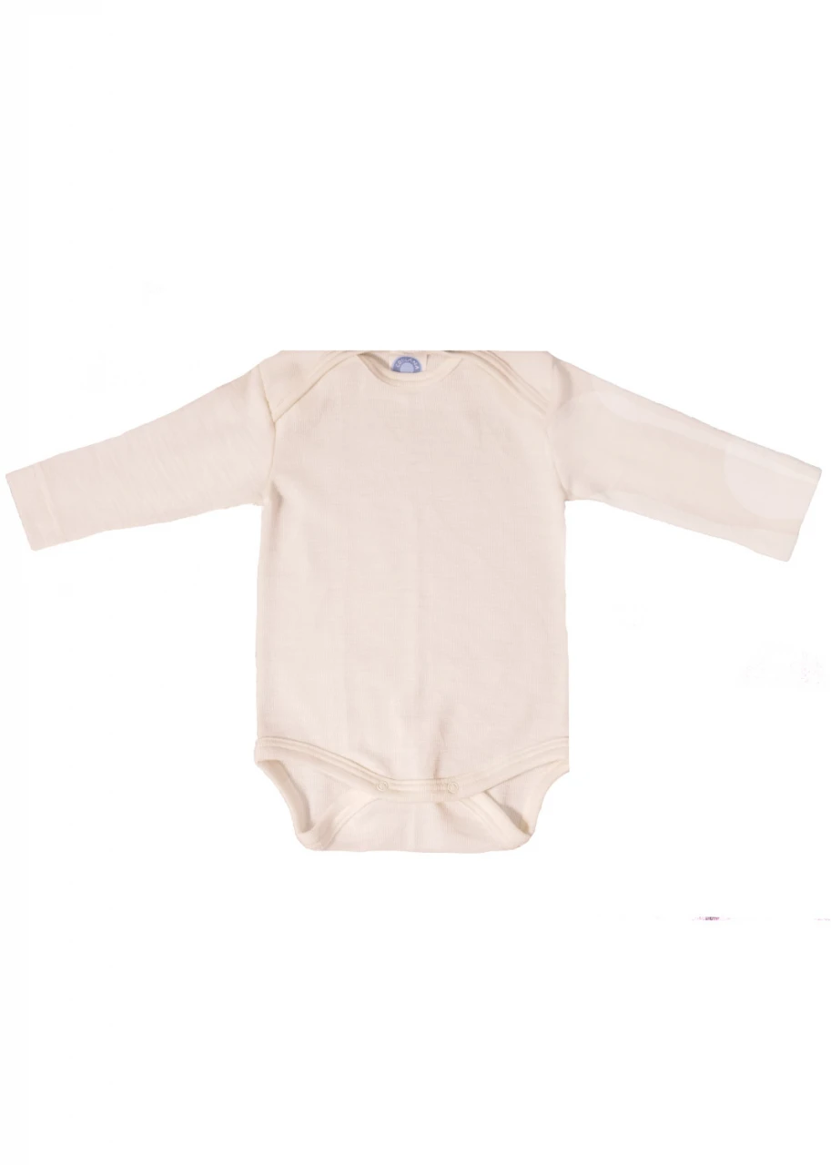 Baby long-sleeved bodysuit in organic wool and silk