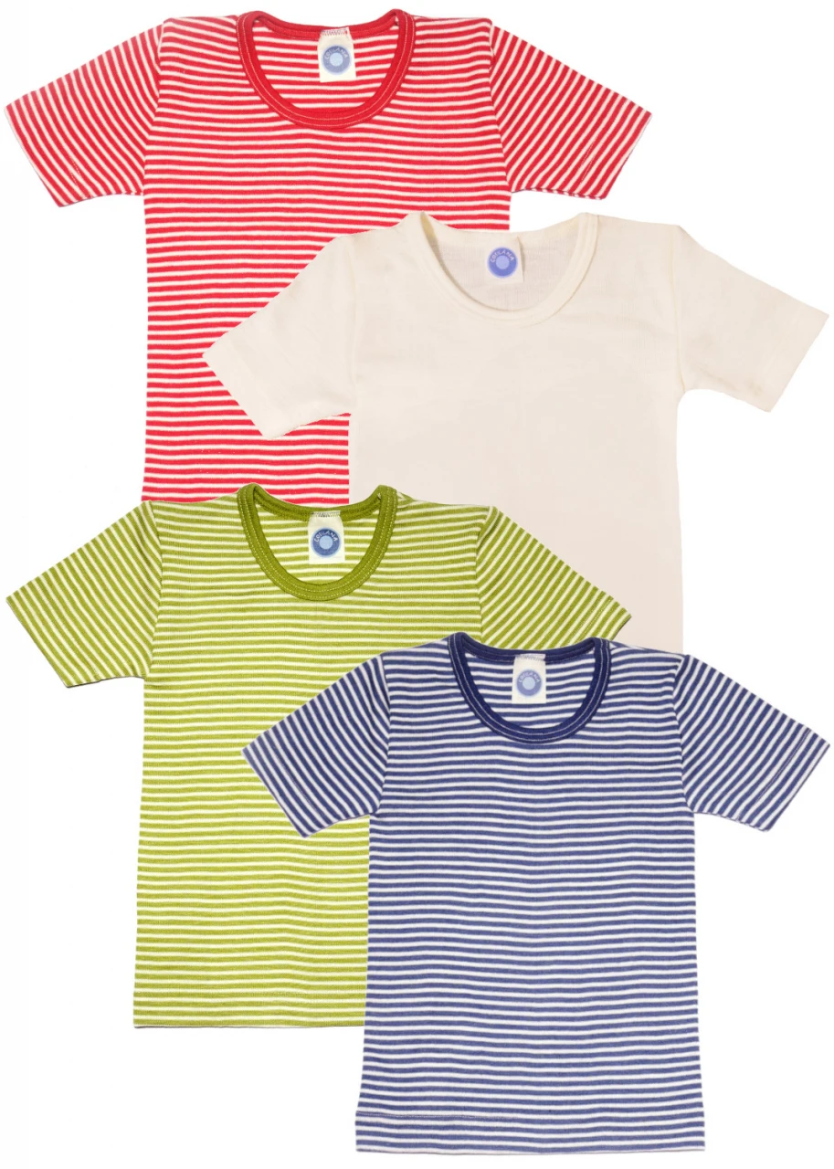 Short-sleeved t-shirt for children in organic wool and silk