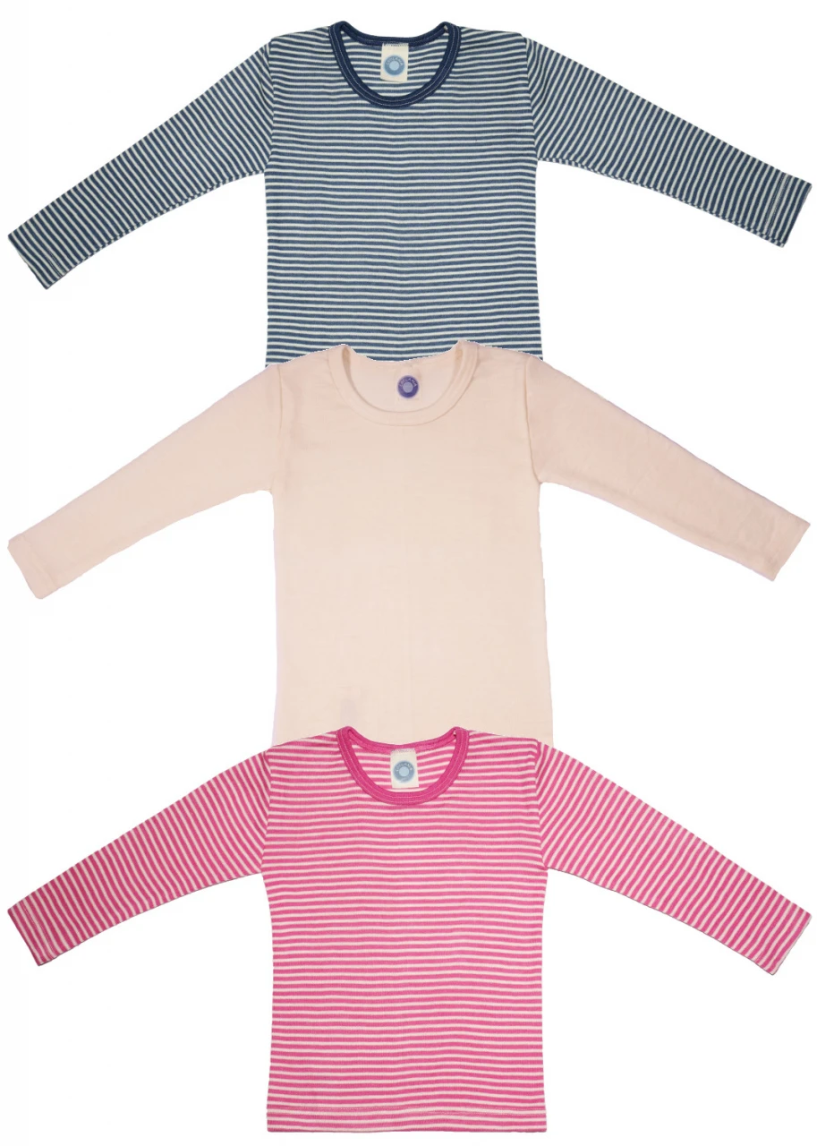Children's long-sleeved jumper in organic wool and silk
