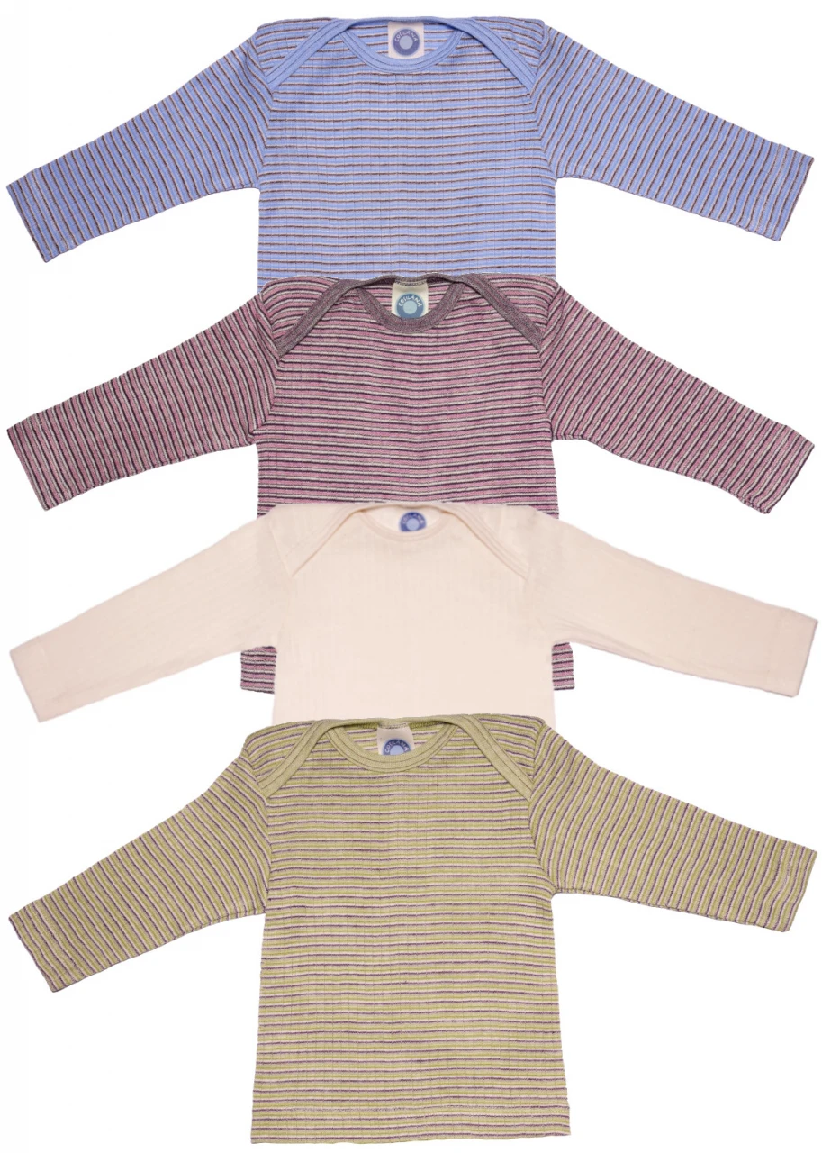 Baby long-sleeved jumper in wool, organic cotton and silk