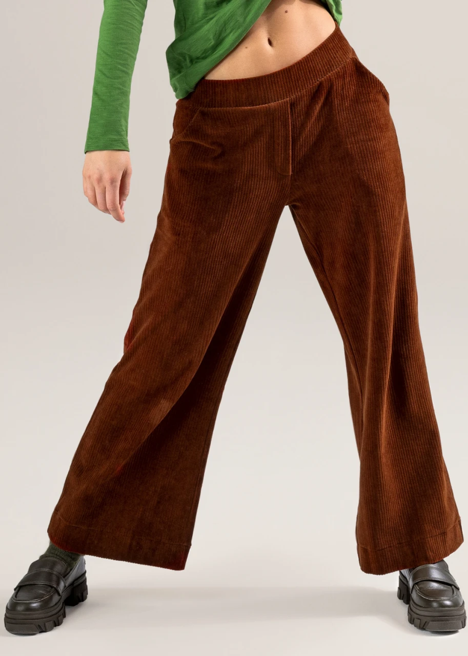 Black women's Parselina trousers in organic cotton velour