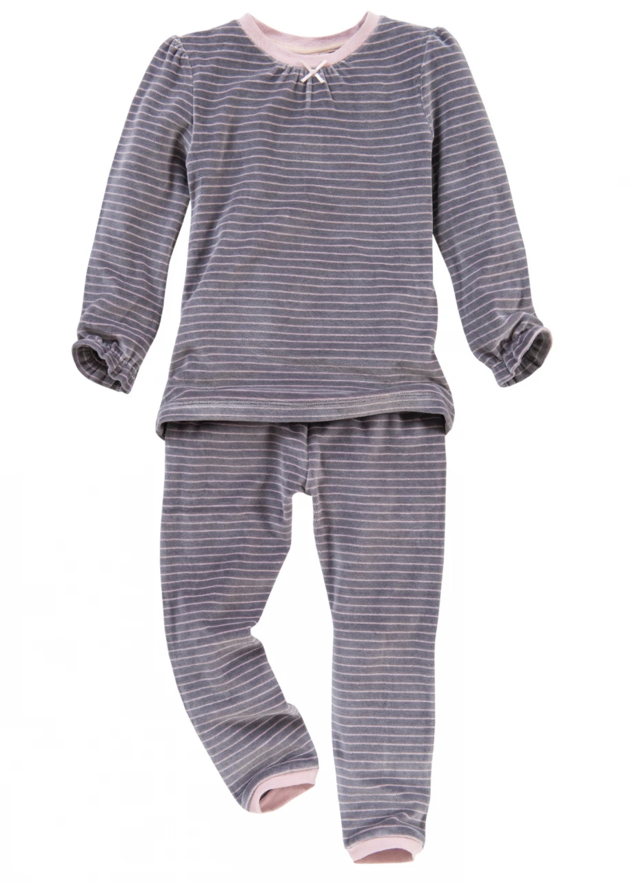 Girl's striped pyjamas in organic cotton chenille