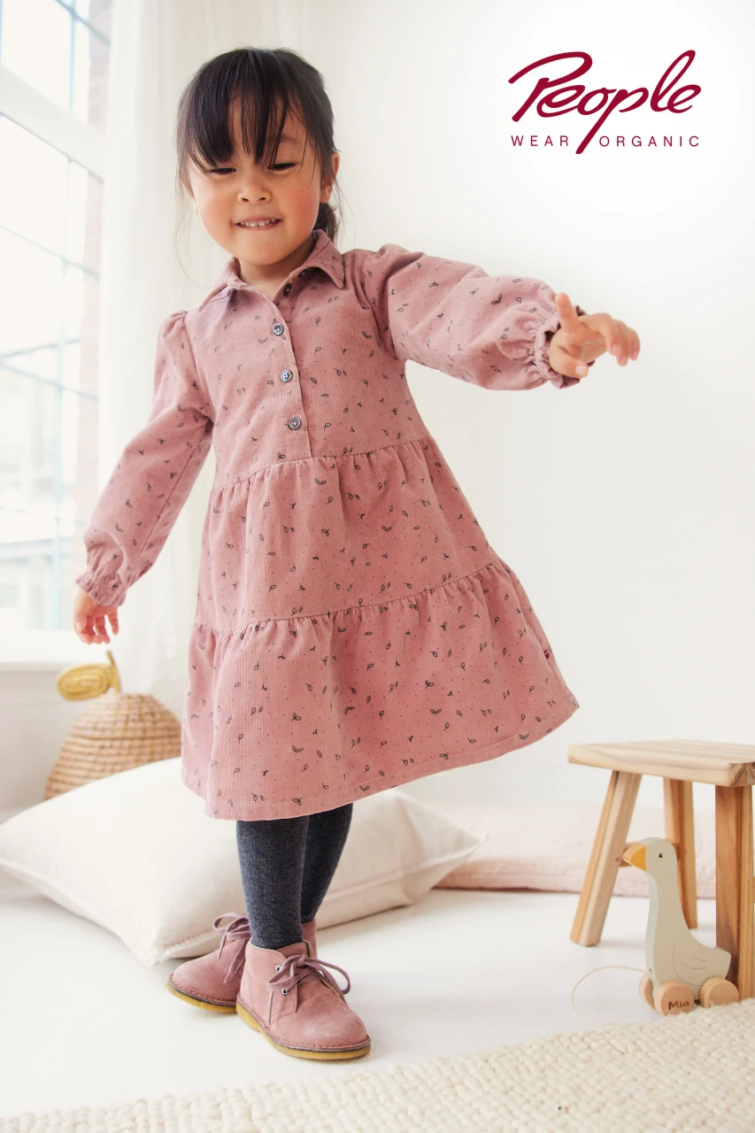 Vestito Rosenquarz per bambina in velluto cotone biologico organico