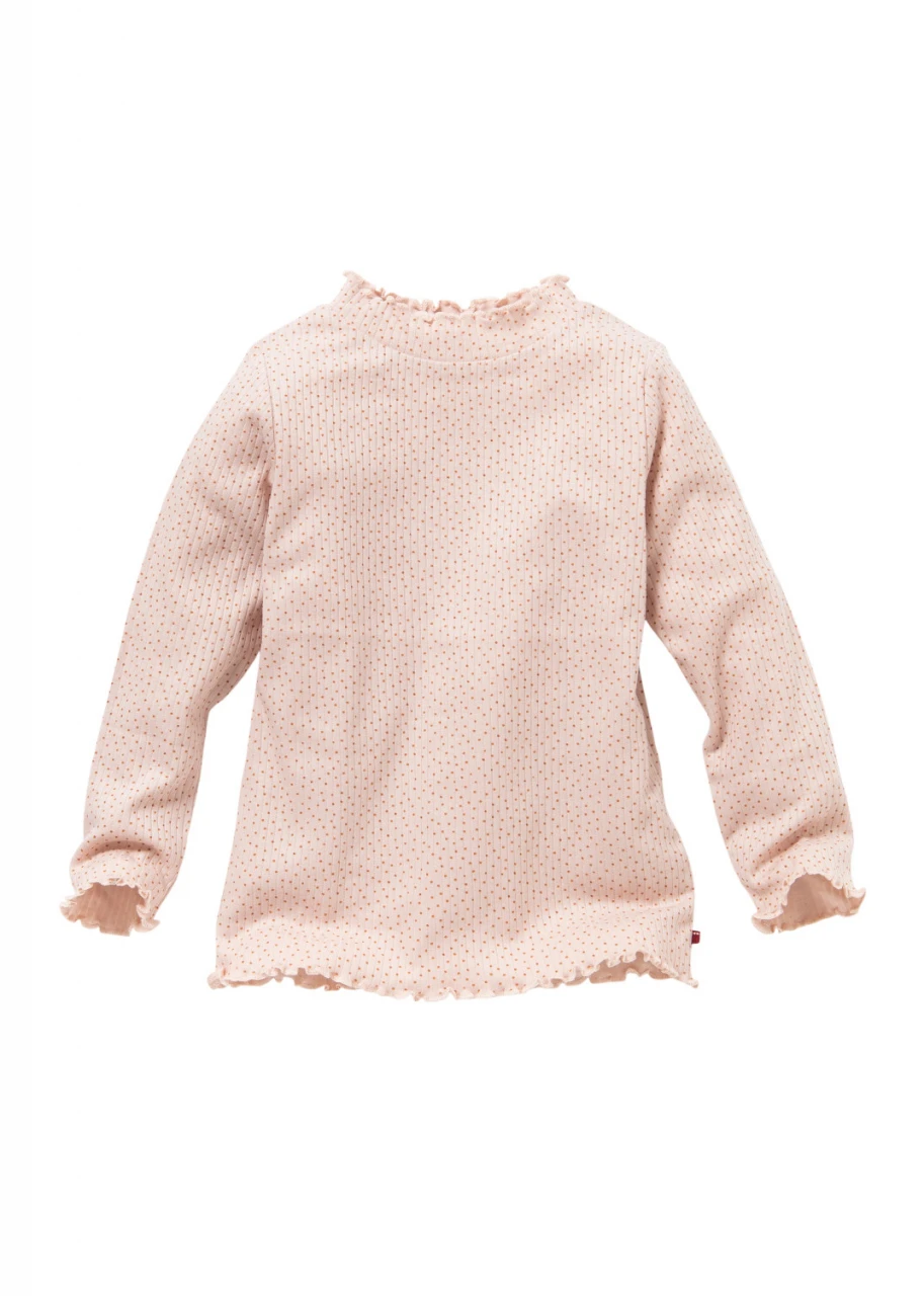 Girl's long-sleeved light pink shirt in organic cotton