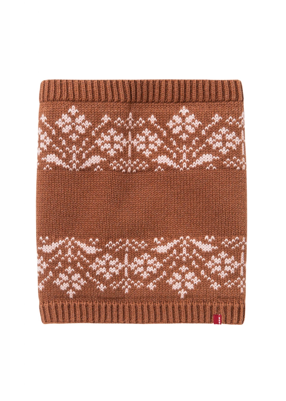 Brown Jacquard ring scarf for children in organic cotton organic cotton_105706