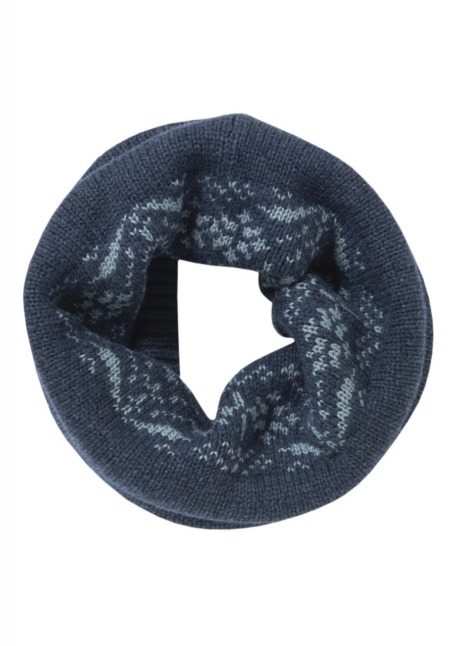 Dark blue Jacquard ring scarf for children in organic cotton organic cotton
