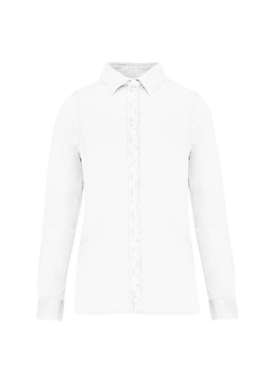 Camicia washed Bianco da donna in puro cotone biologico