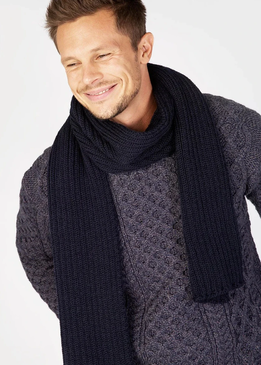 Pure merino wool unisex ribbed scarf