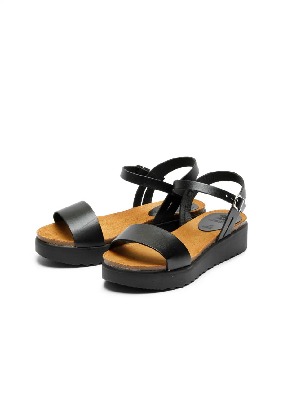 Eden women's vegetable-tanned leather sandals - Black