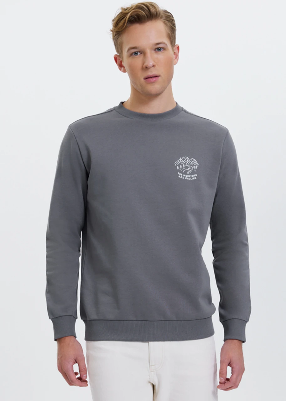Men's Call Grey sweatshirt in pure organic cotton