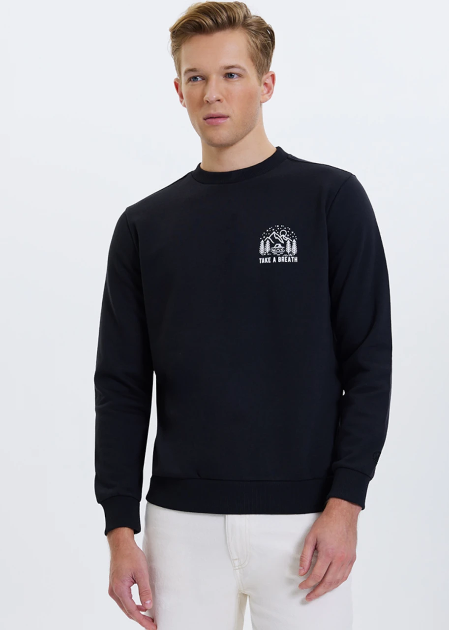 Men's Breath Black sweatshirt in pure organic cotton