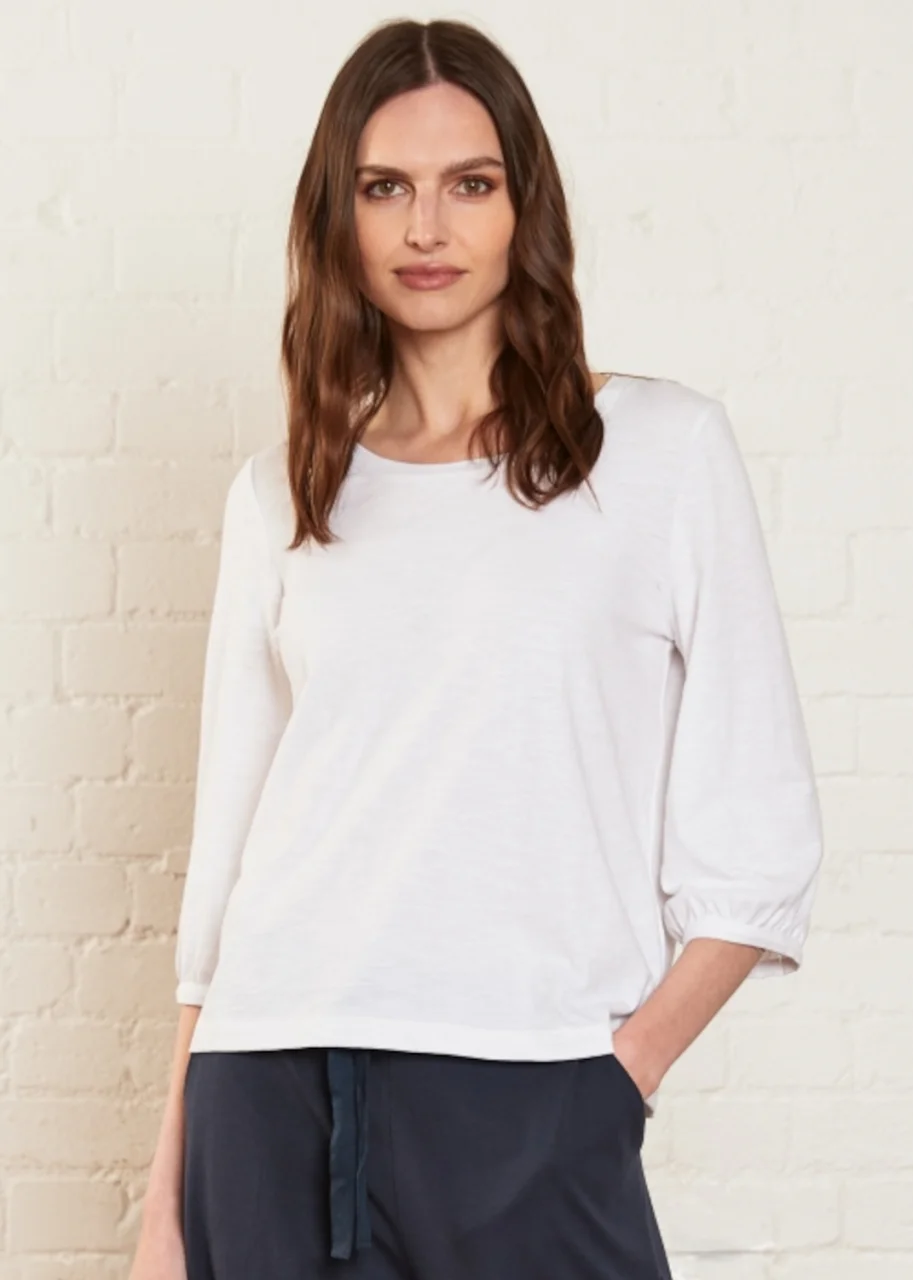 Women's Bubble white jersey in flamed organic cotton