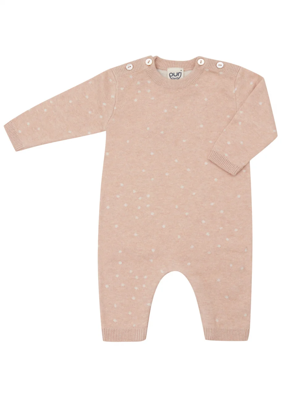 Tutina a maglia Dots per neonati in Cotone biologico e Seta
