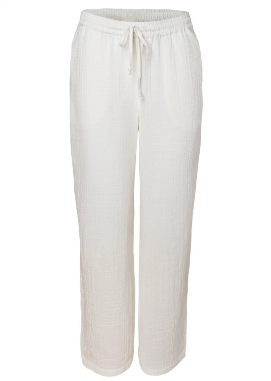 White women's muslin trousers in pure organic cotton