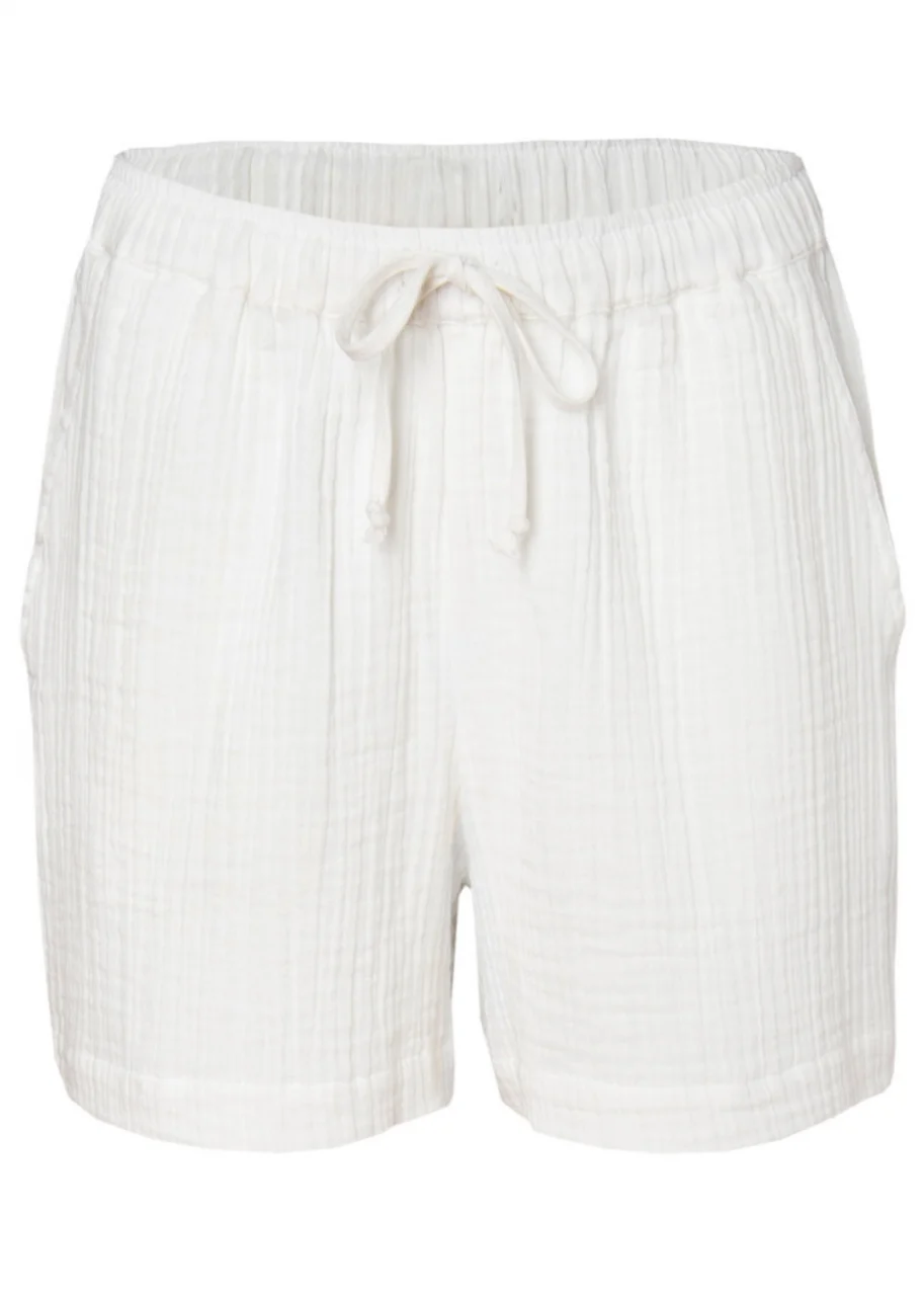 White women's muslin shorts in pure organic cotton