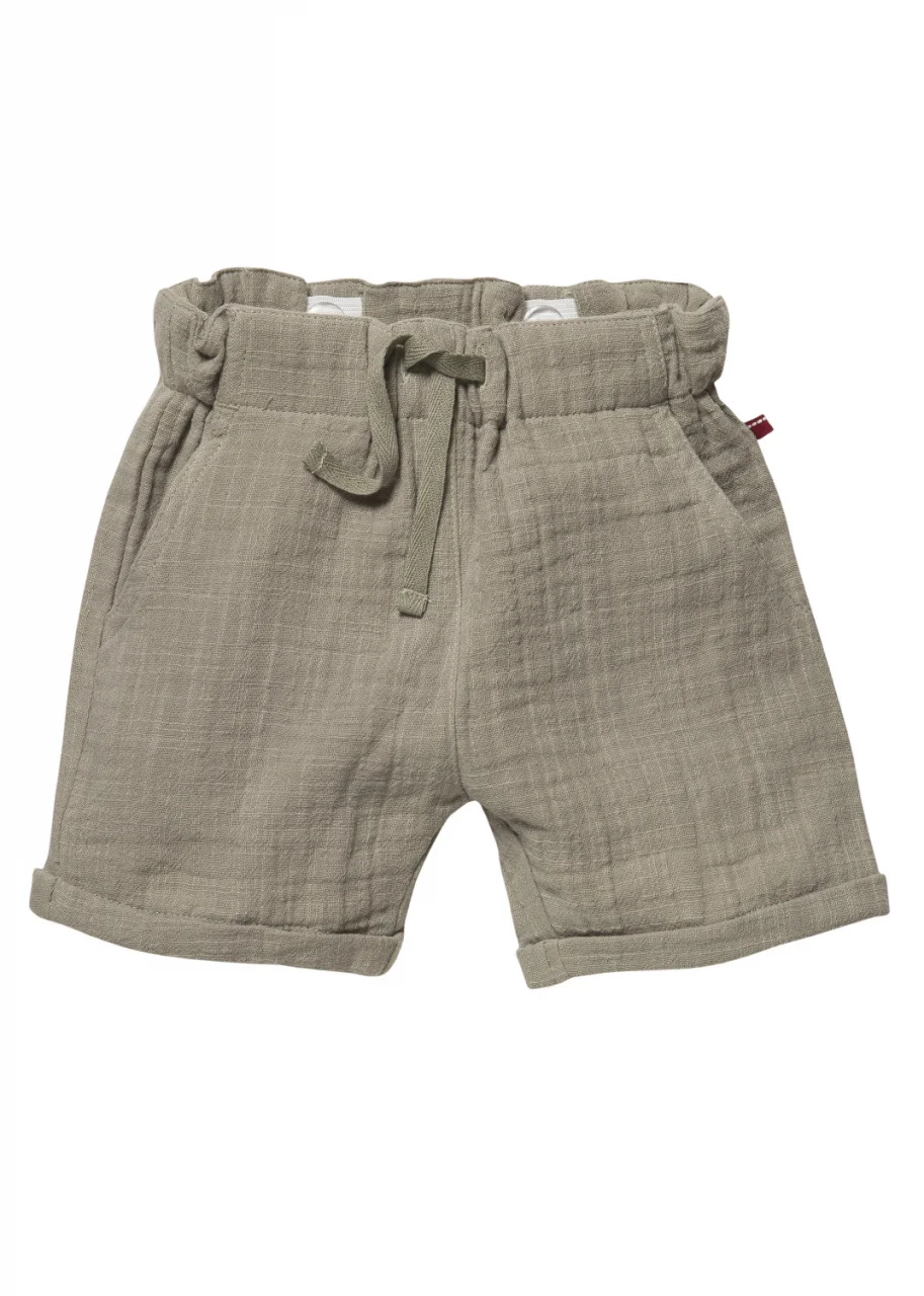 Khaki shorts for children in pure organic cotton