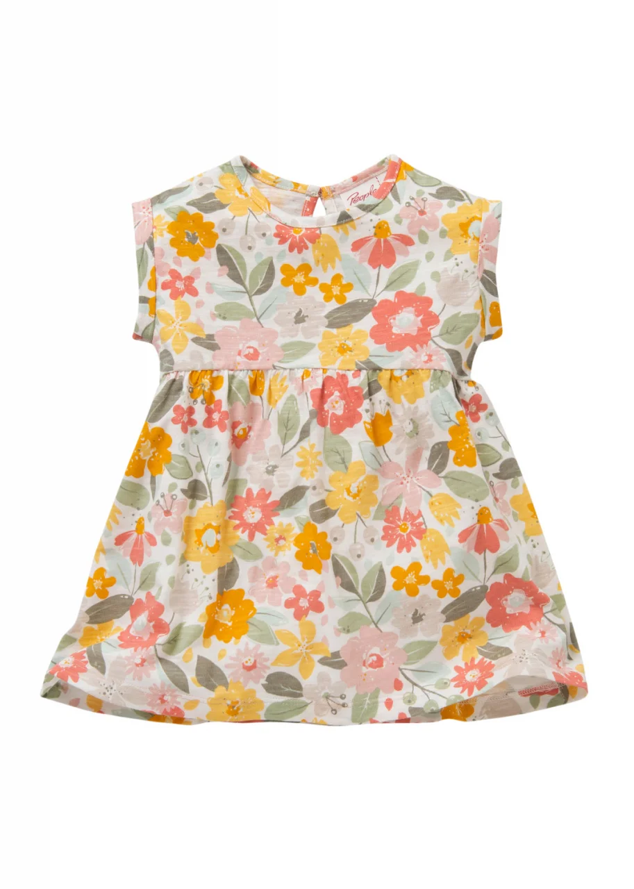 Flower dress for girl in pure organic cotton