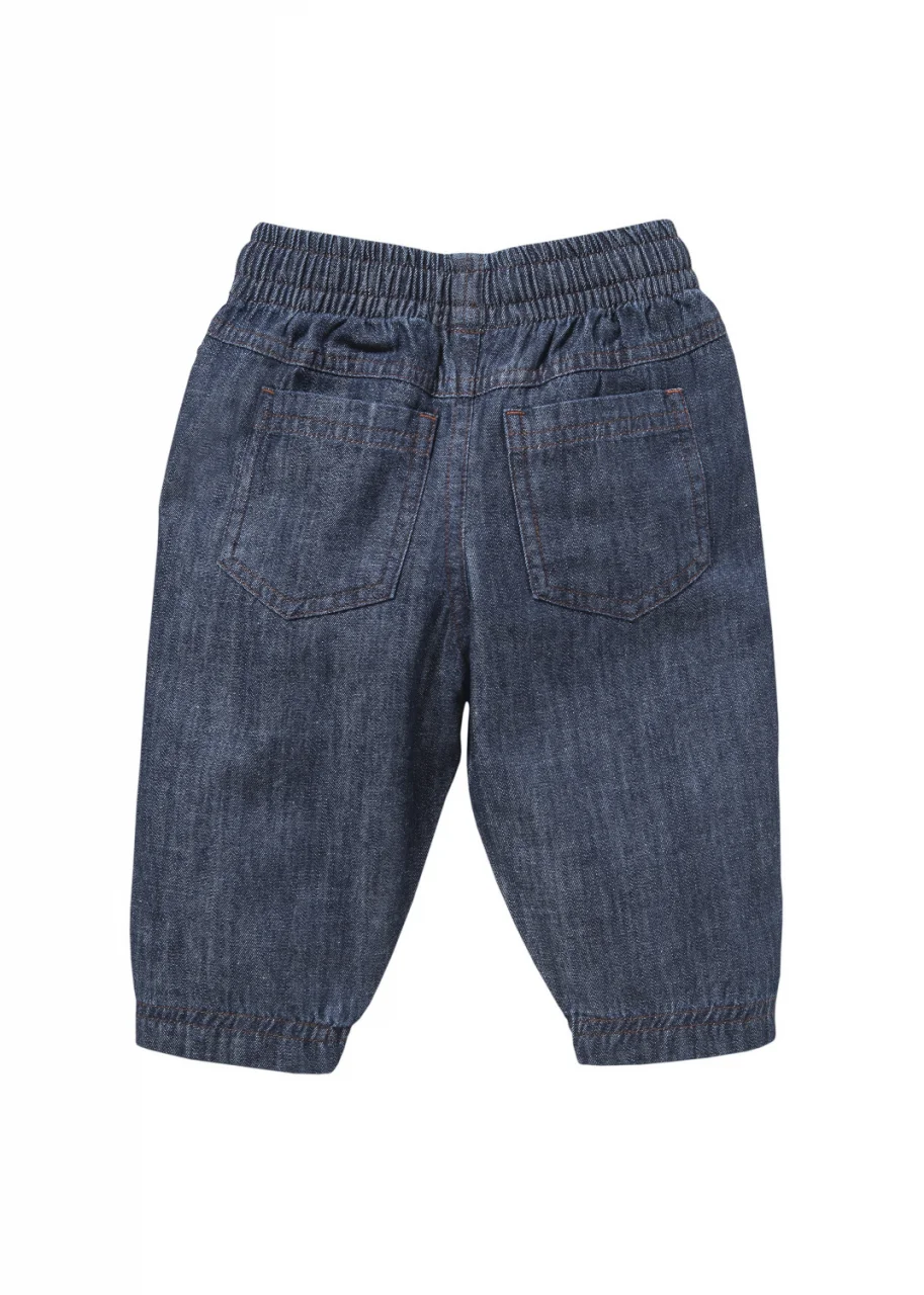 Blue denim trousers for children in pure organic cotton_109428