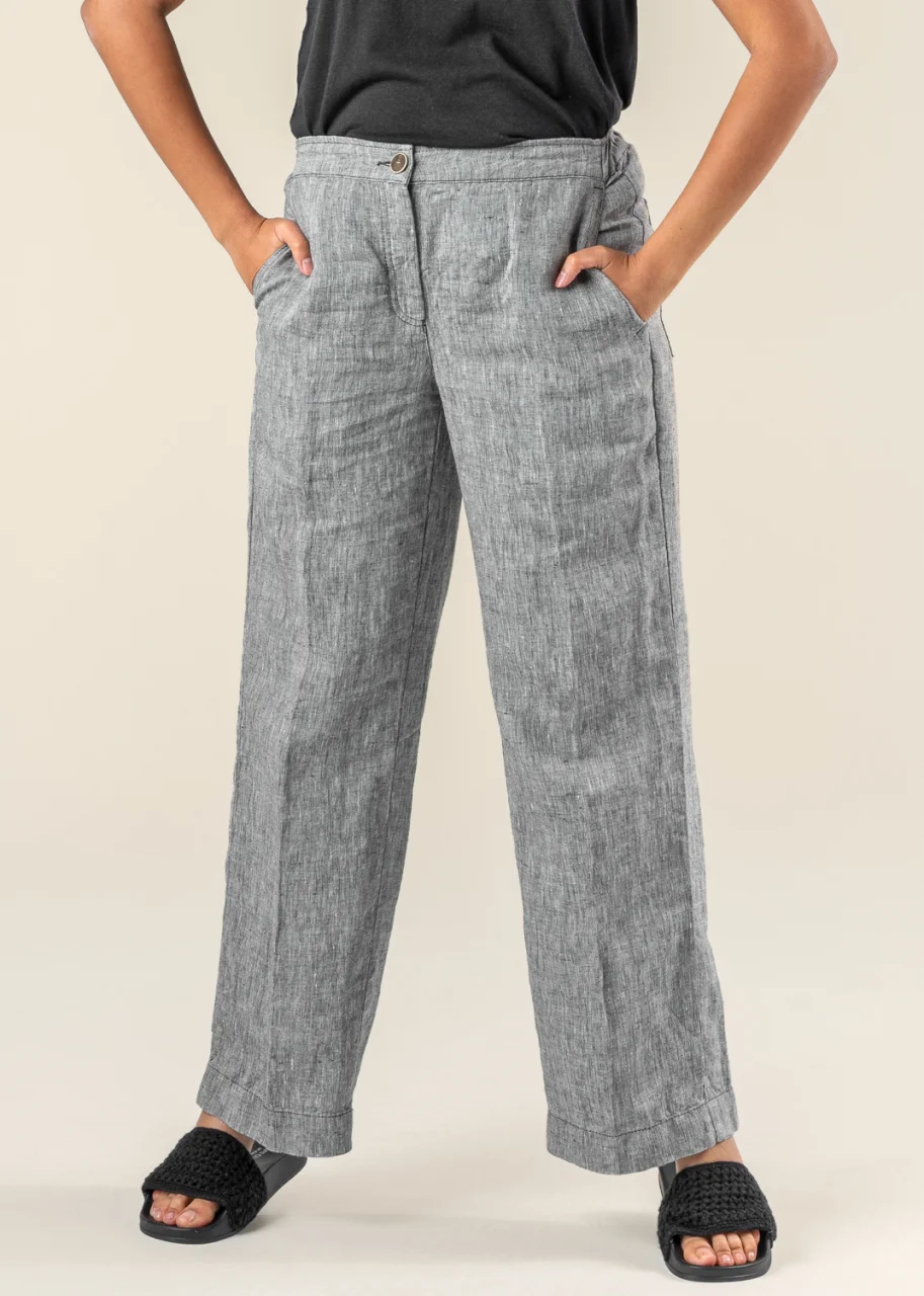 Women's Ophelia trousers in natural linen Salt and Pepper
