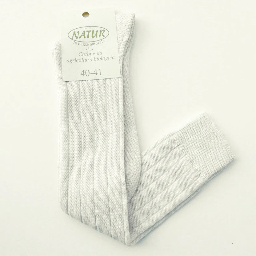 Thick knee high socks in undyed organic cotton