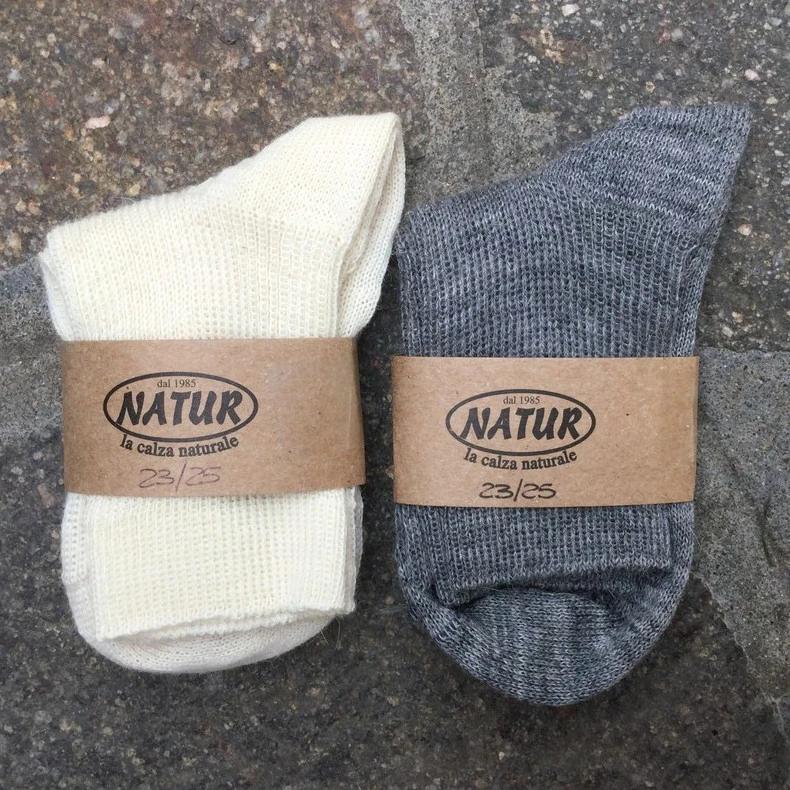 Short socks in organic wool and organic cotton