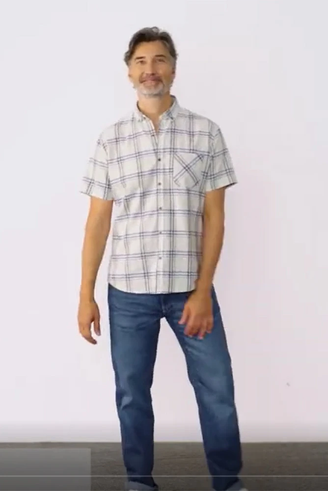 Men's checked summer shirt in hemp and organic cotton - video 92